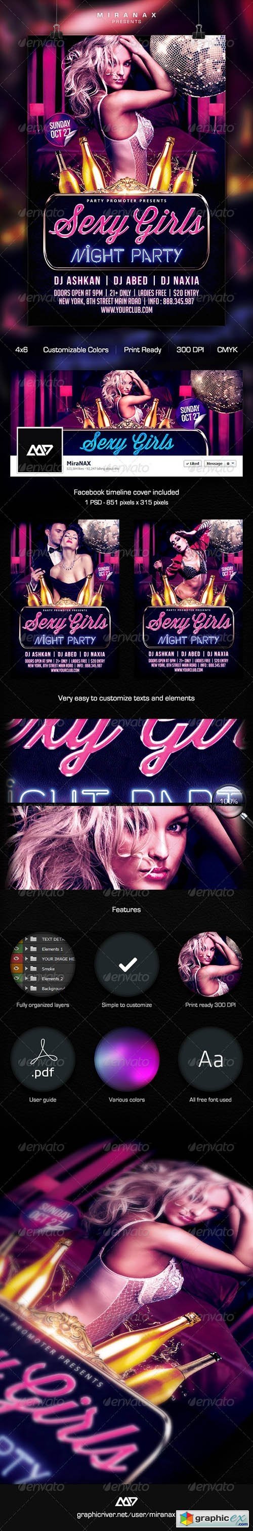 Sexy Girls / Ladies Night Party Flyer Template 8613106