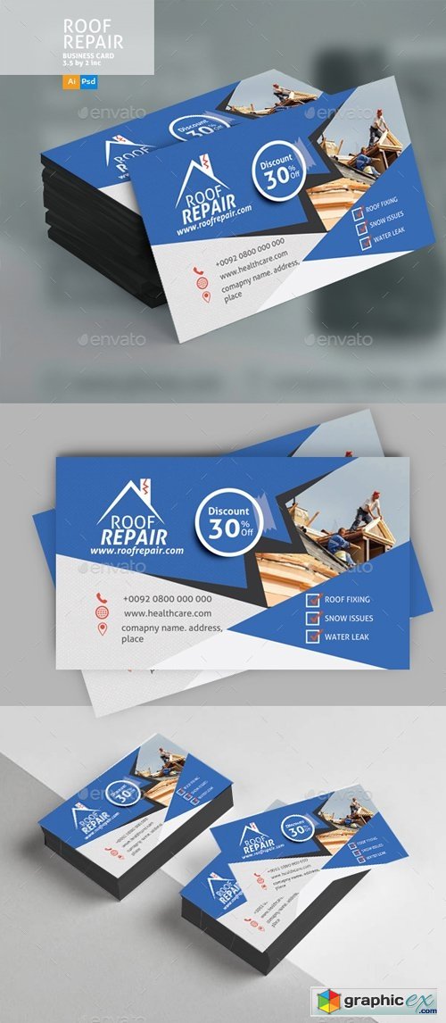 Roof Repair Business Card Design