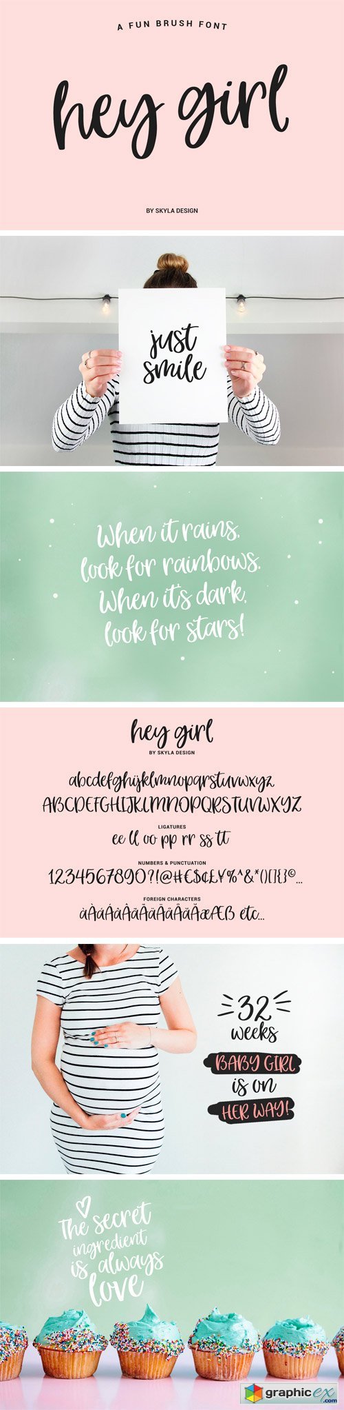 Fontbundles - A Fun, Modern Brush Font, Hey Girl