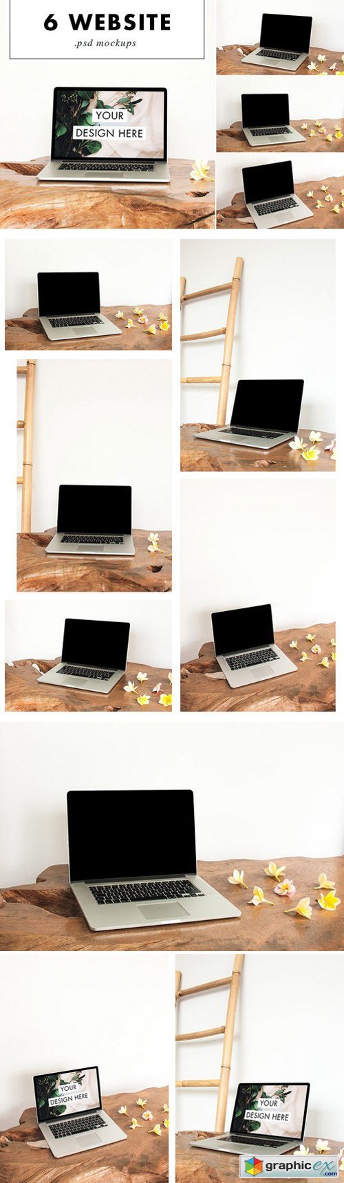 Mac Laptop Mockup PSD Wood Desk
