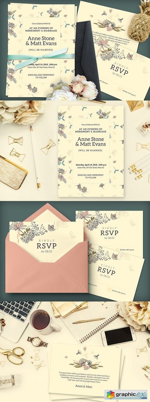 Beige Wedding Invitation
