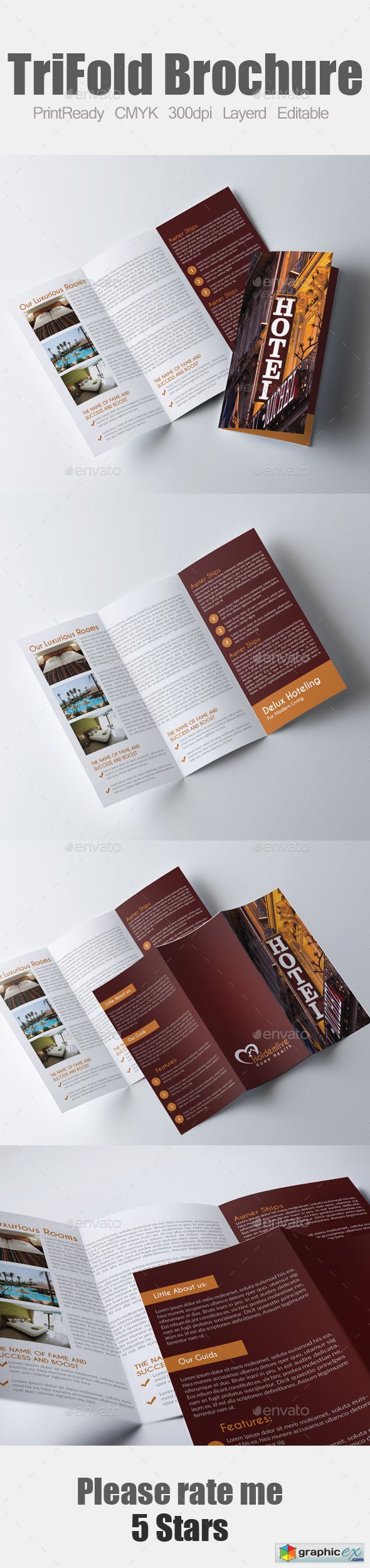 Luxury Hotel Trifold Brochure