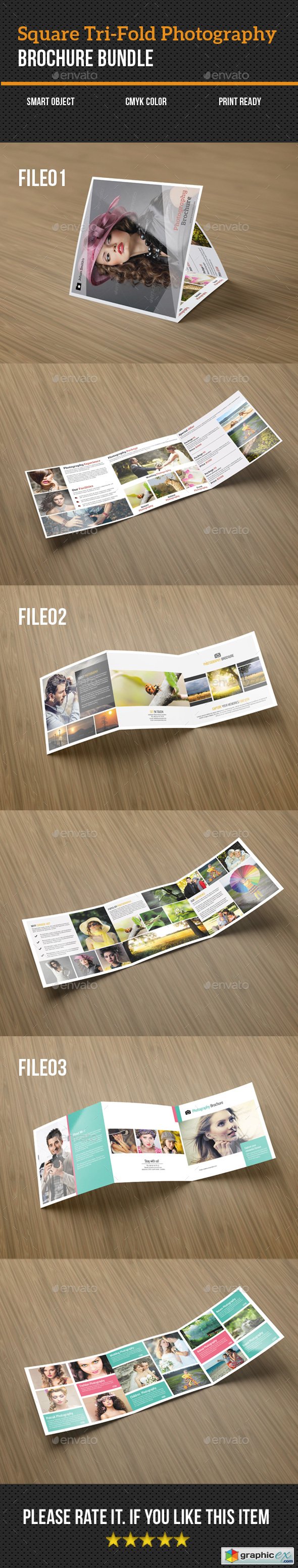 Square Tri-Fold Photography Brochure Bundle