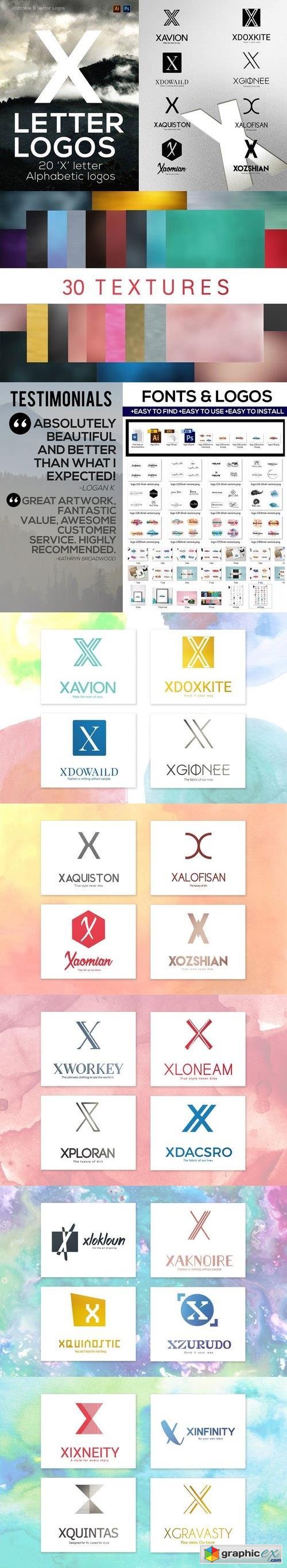 20 "X" Letter Alphabetic Logos