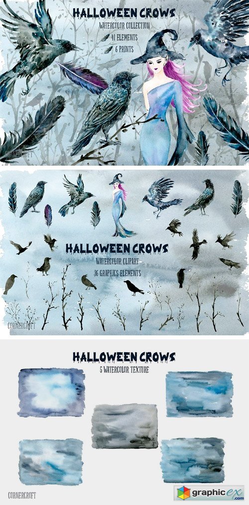 Halloween Crows & Witch