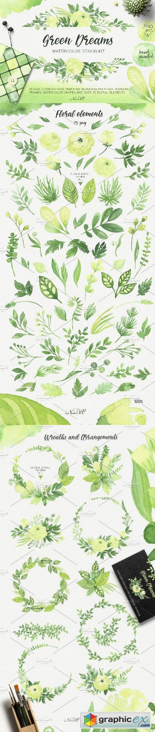 Green Dreams Design kit watercolor