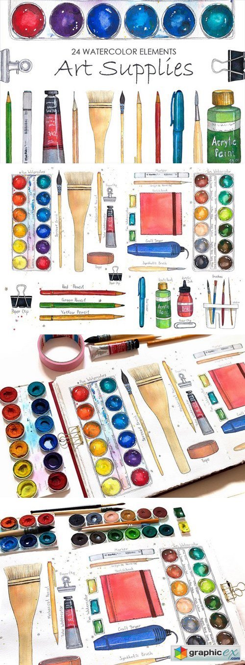 Art Supplies (watercolor elements)