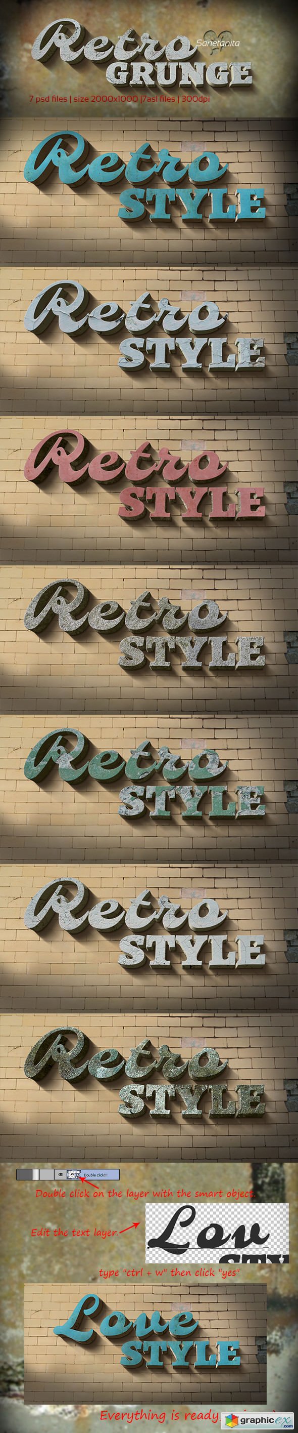 3D Retro Grunge Styles