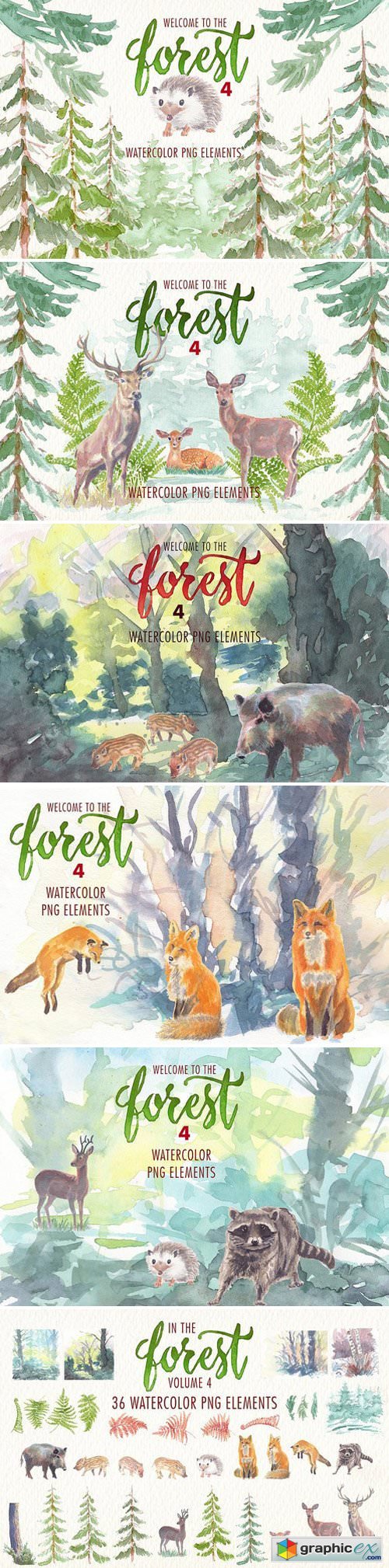 Watercolor in the forest clipart