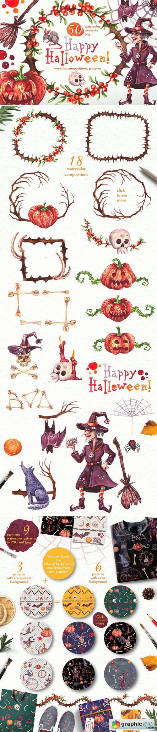 Watercolor set "Happy Halloween"