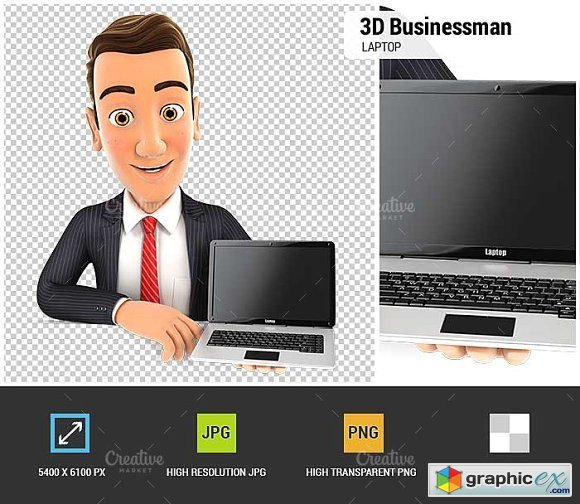 3D Businessman Behind Wall Laptop