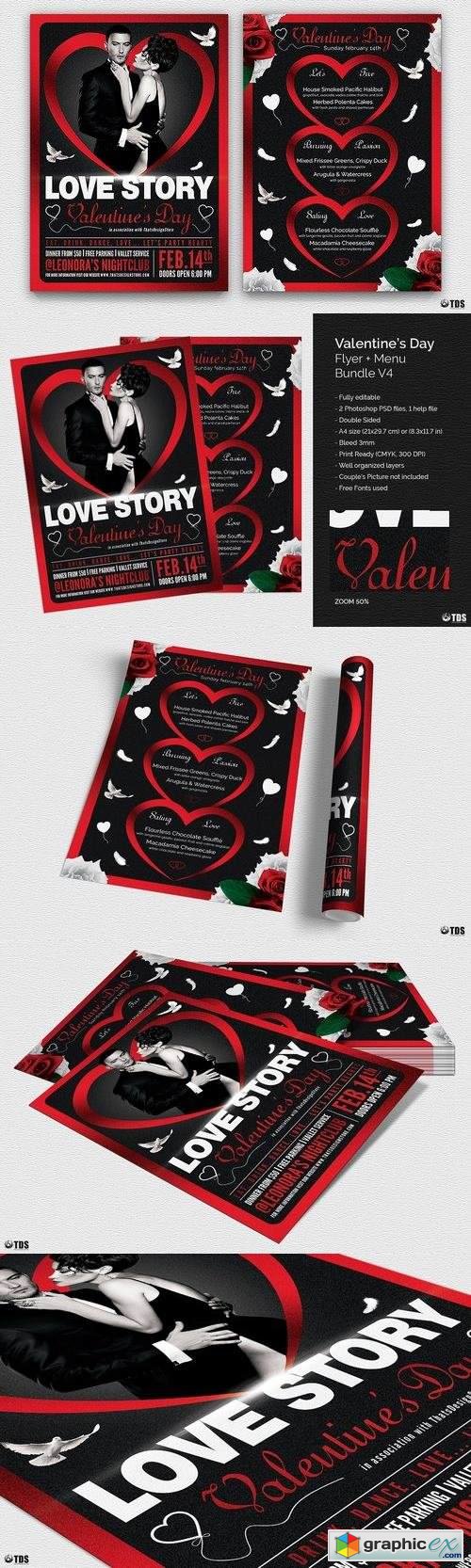 Valentines Day Flyer+Menu Bundle V4