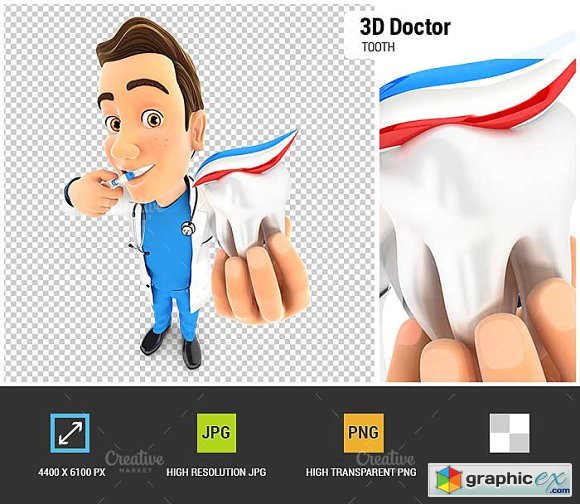 3D Doctor Brushing his Teeth