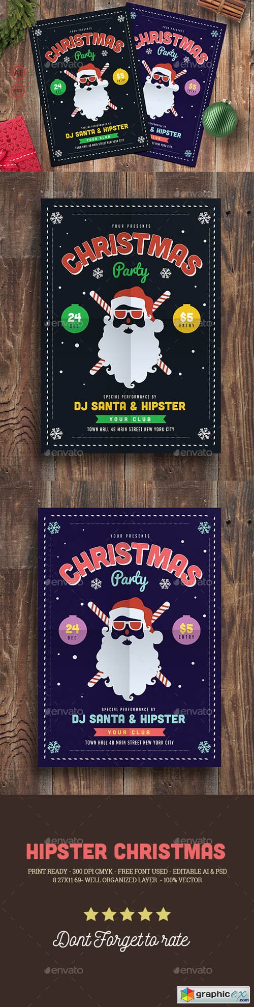 Hipster Christmas Party Flyer