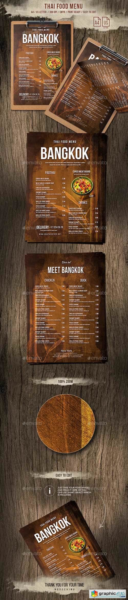 Thailand A4 and US Letter Menu
