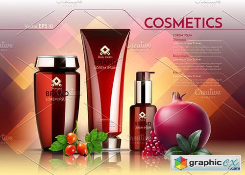 Vector realistic red cosmetic mockup