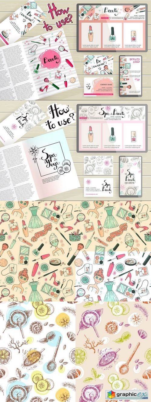 Organic Cosmetics, Spa. Doodles