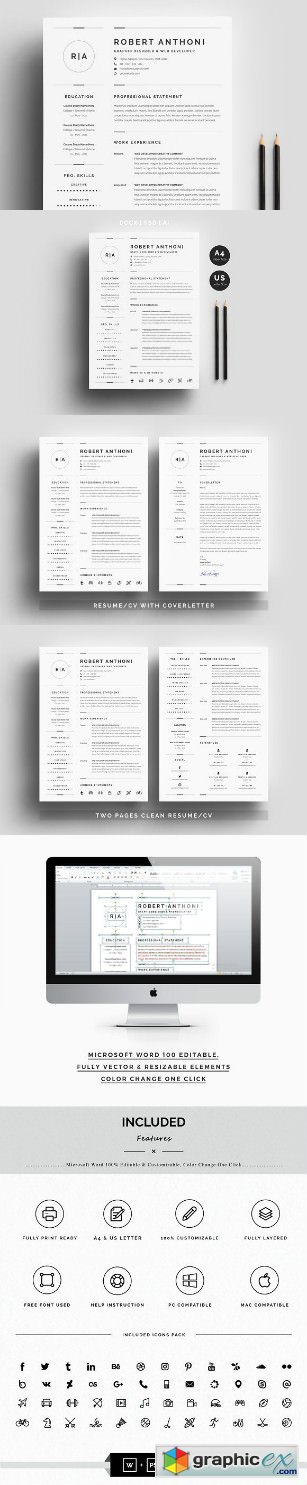 3 Pages Clean Resume CV Template