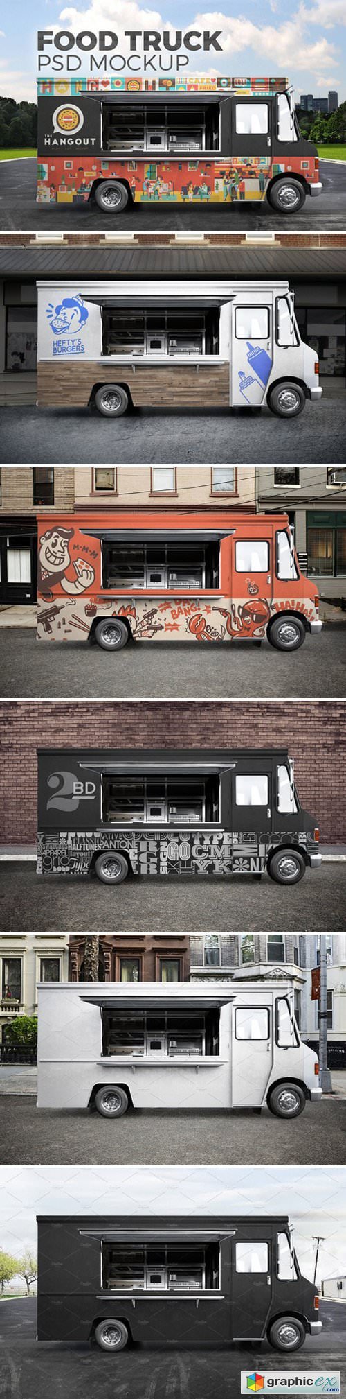 Food truck. PSD Mockup