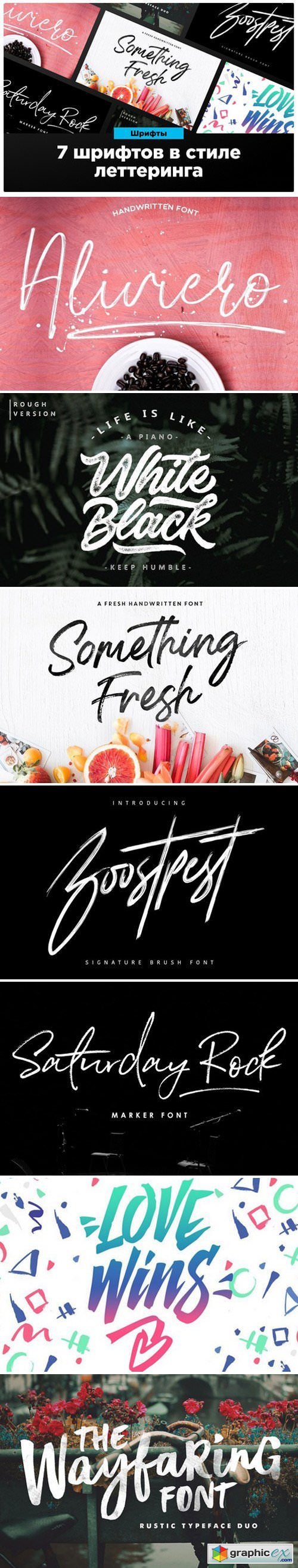 7 fonts in the style of lettering