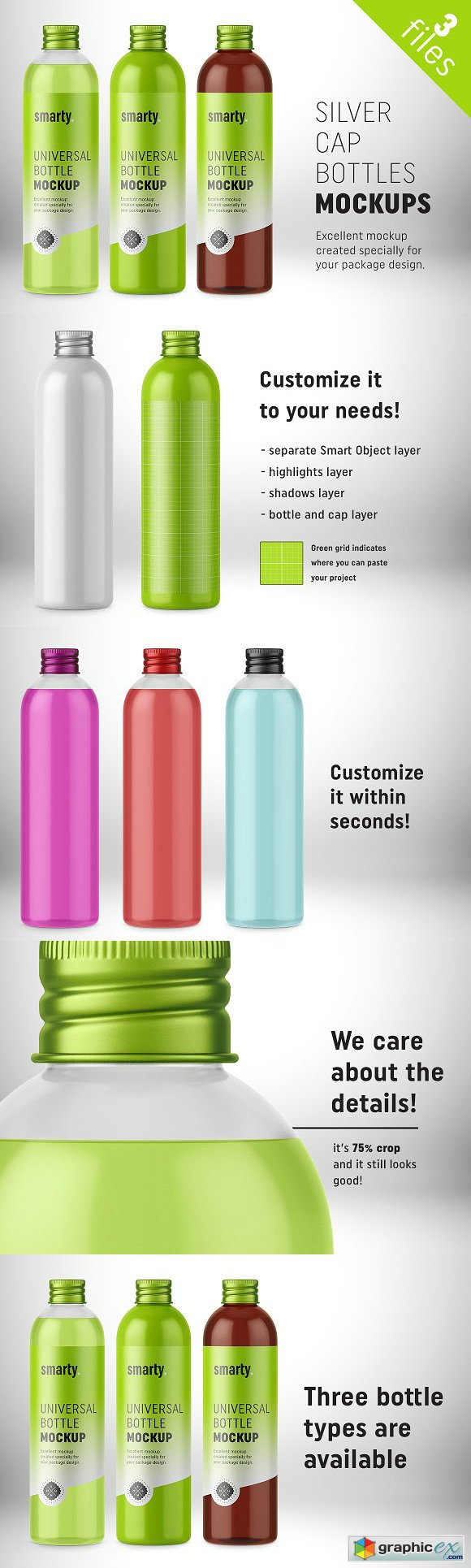 Bottles with Silver Cap Mockup 2035043