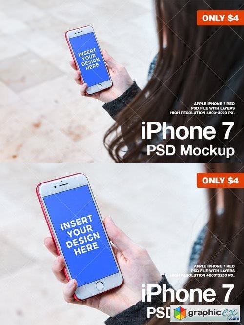 iPhone 7 RED PSD Mockup 1419645