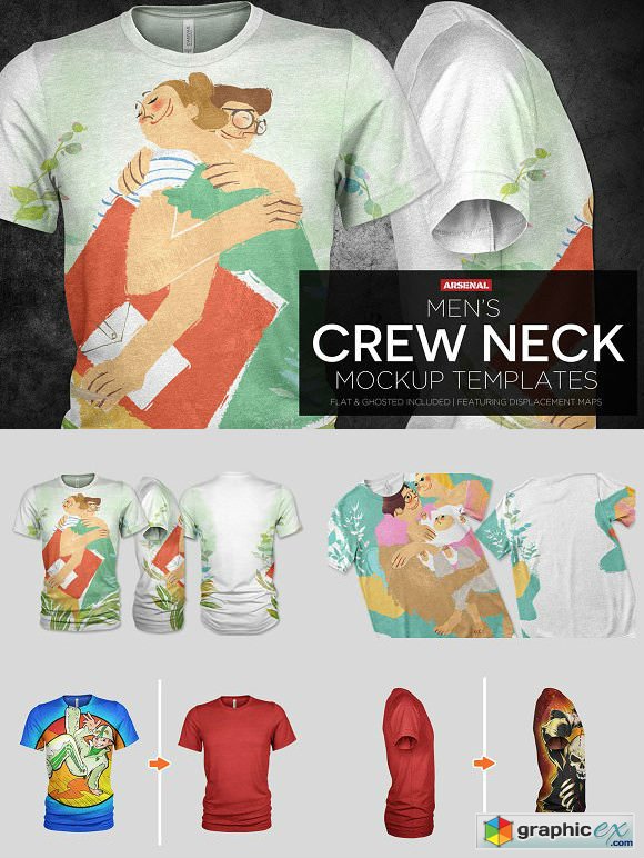 Mens Crew Neck T-Shirt Mockups
