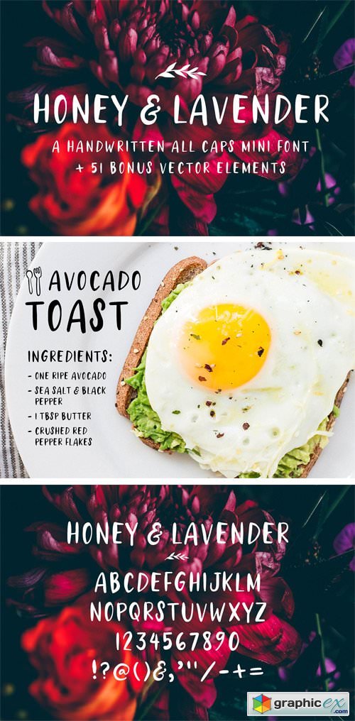 Honey & Lavender Cute Font + Extras