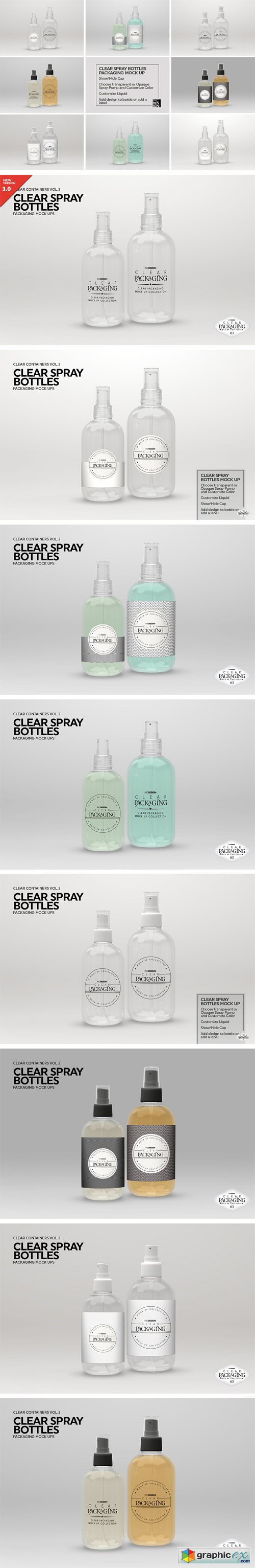 Clear Spray Bottles Mock Up