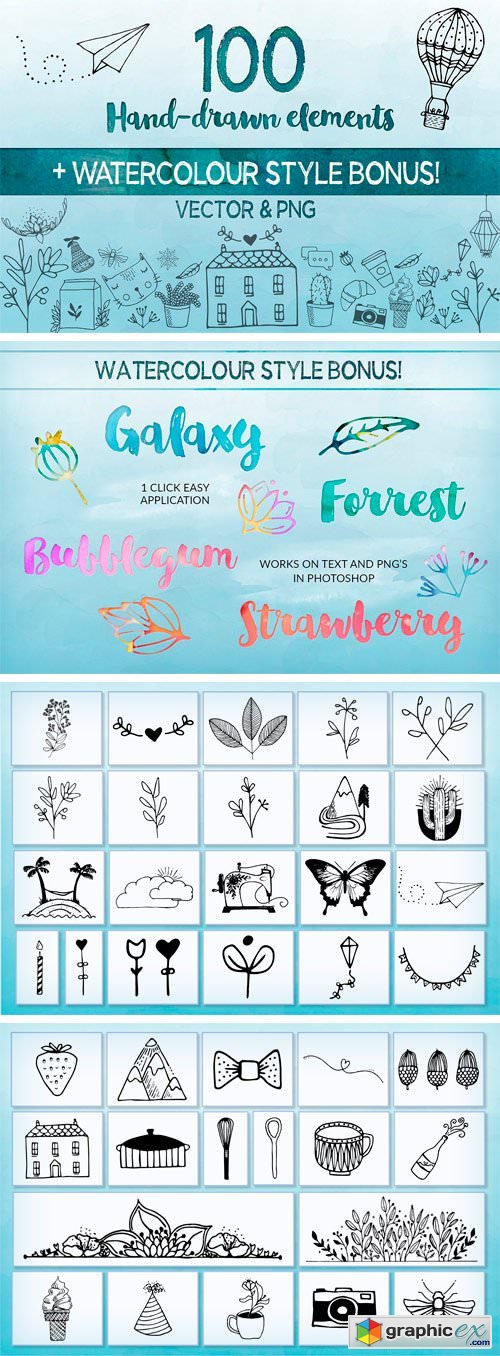 Hand Drawn Elements Vector and PNG