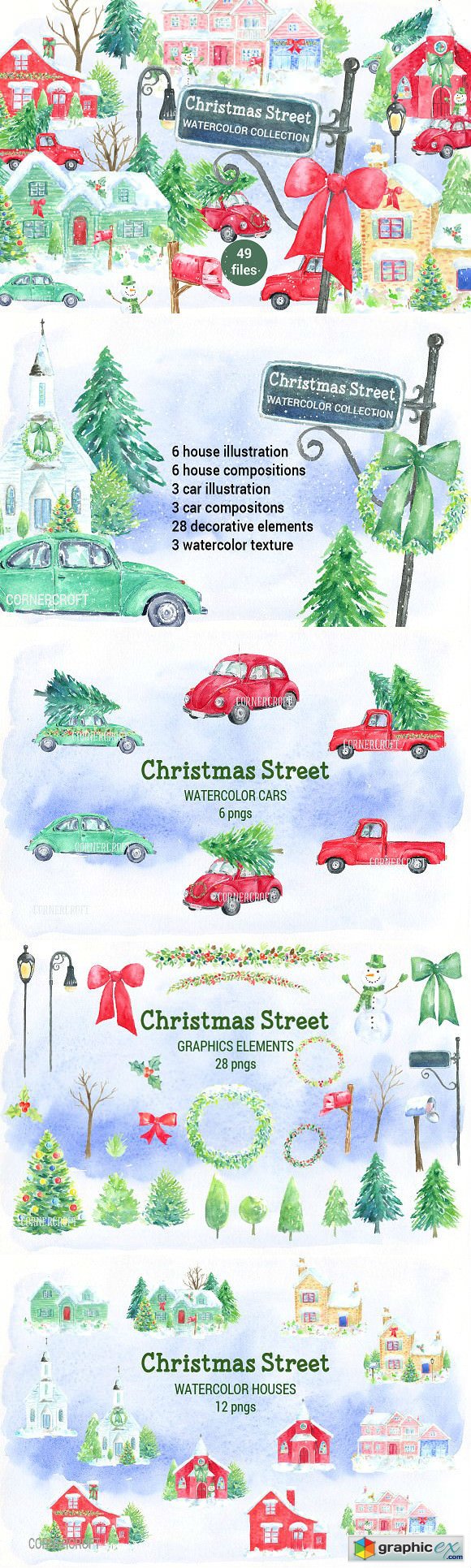 Watercolor Christmas Street