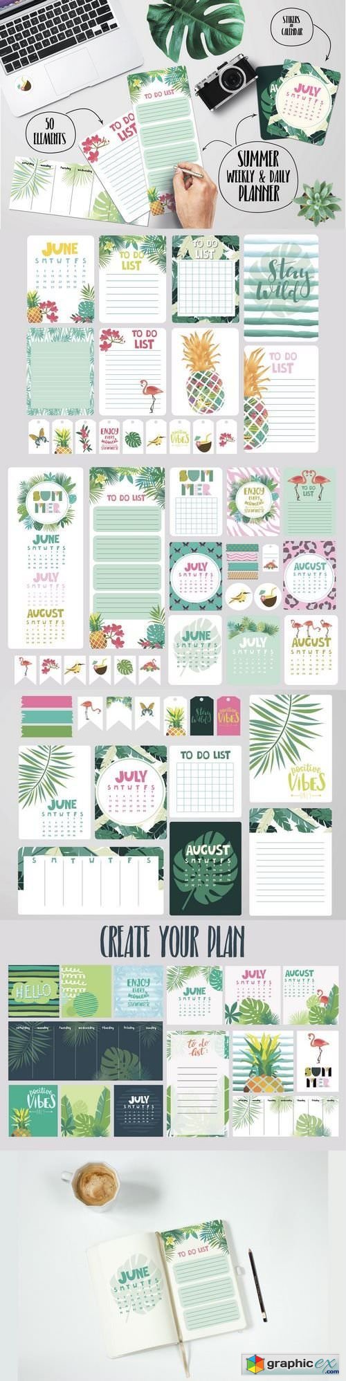 Weekly and daily summer planner