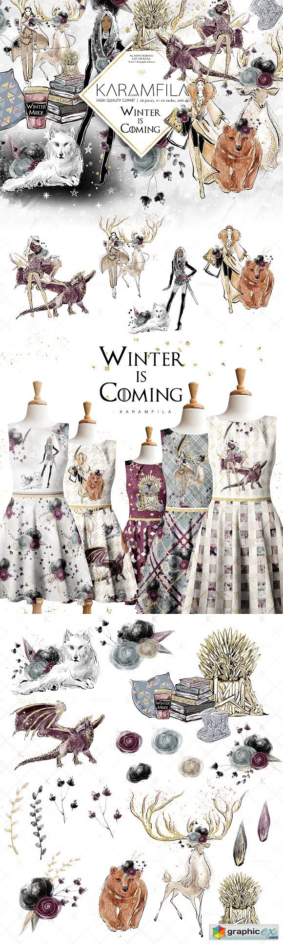 Whimsical Winter Fashion Clipart