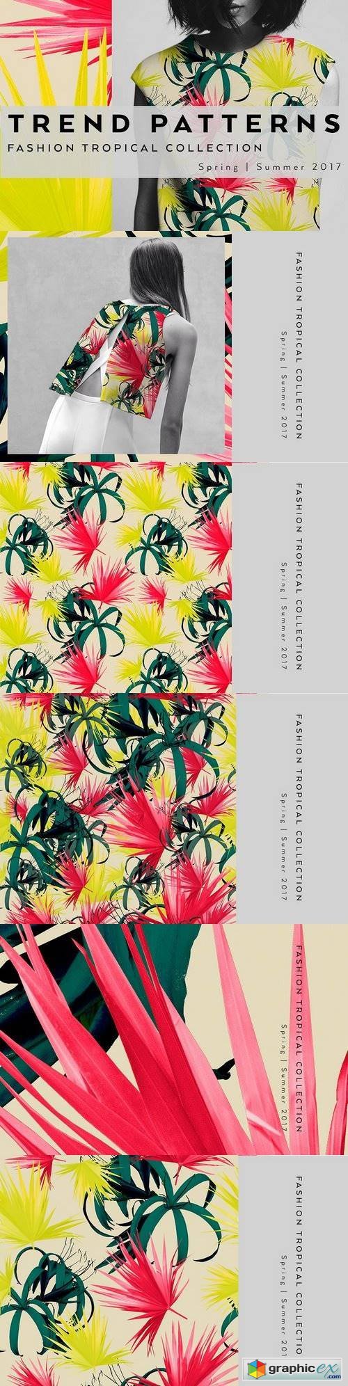Seamless floral patterns with leaves