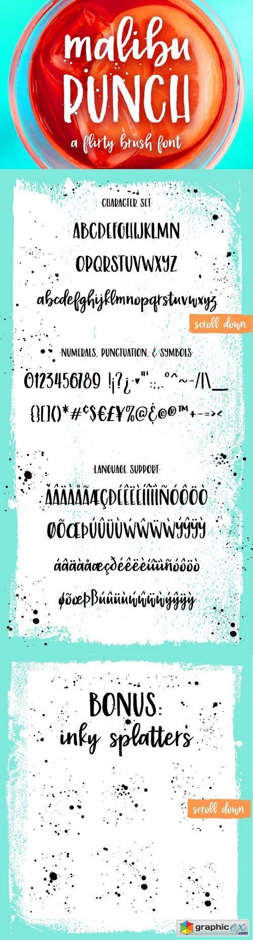 Malibu Punch, a textured brush font