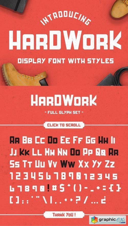 HardWork - Display Font With Styles