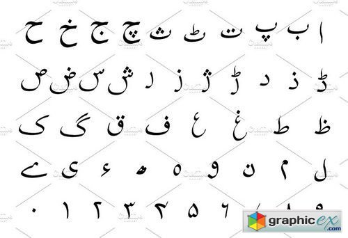 Set of Urdu alphabet signs
