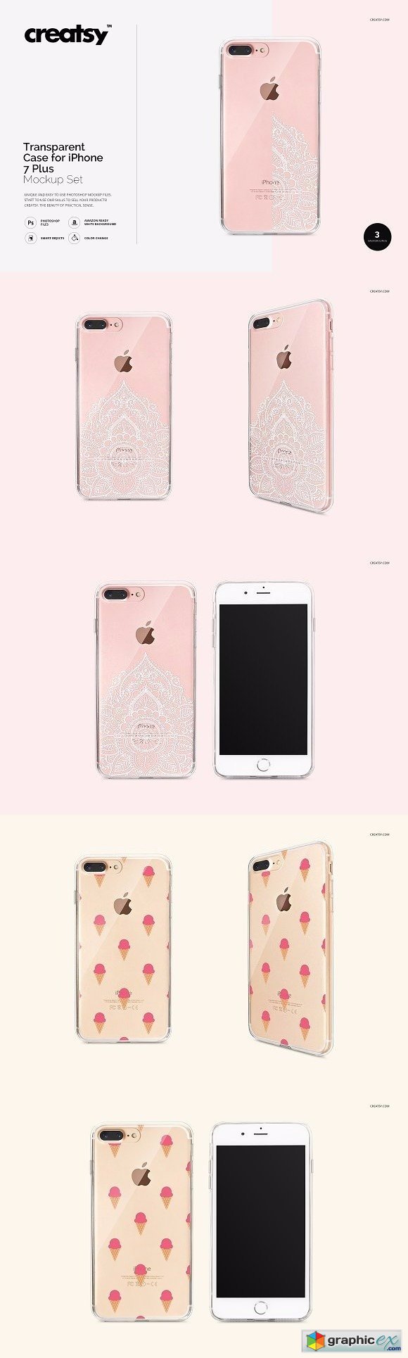 Transparent iPhone Case Mockup Set