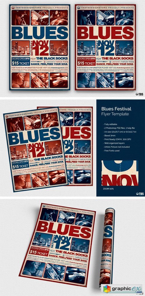 Blues Festival Flyer Template V2