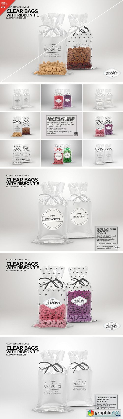 Clear Candy Bags with Ribbon MockUp