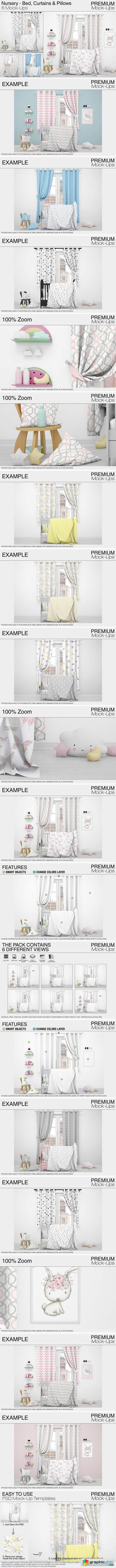 Nursery - Bed, Curtains & Pillows