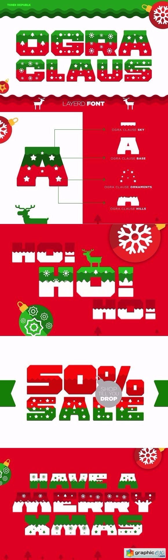 Ogra Clause Layered Christmas Font