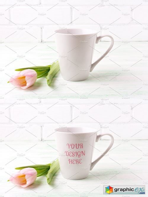 White coffee latte mug mockup