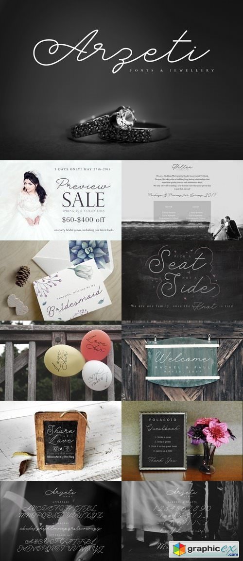 Arzeti wedding logo script font