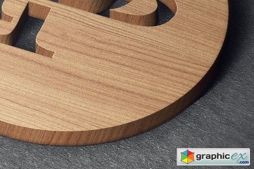 3D wooden logo sign mock-up