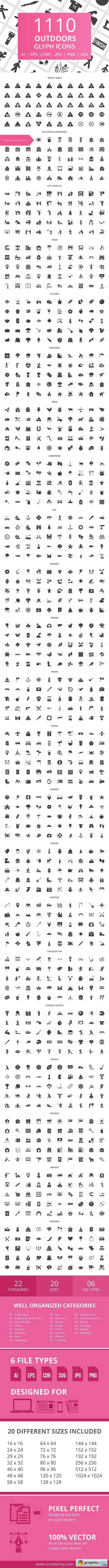 1110 Outdoors Glyph Icons