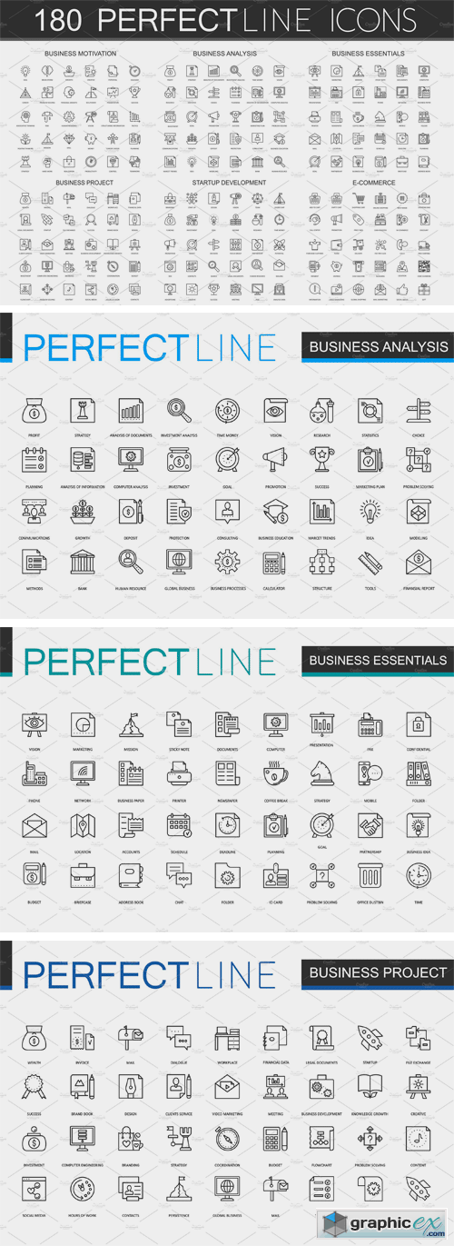 180 Perfect Line Concept Icons