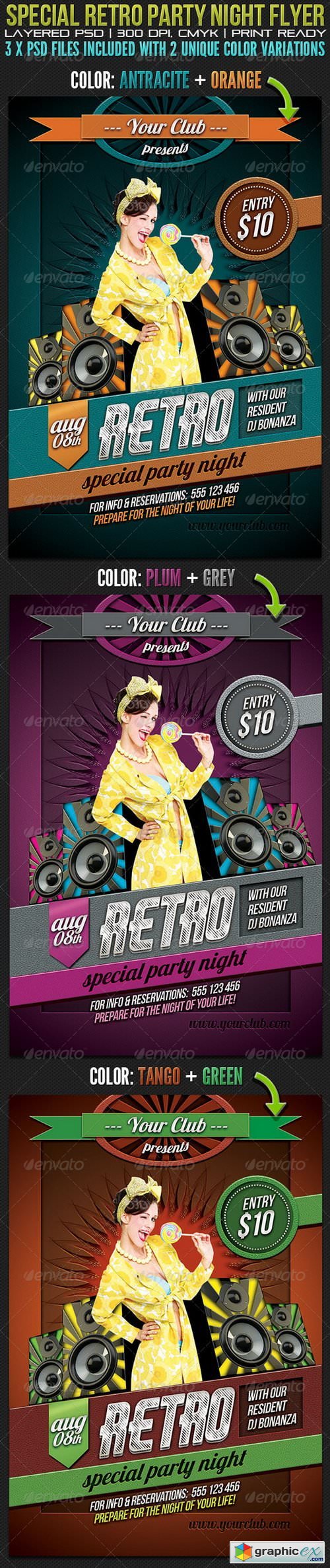 Special Retro Party Night Flyer Template