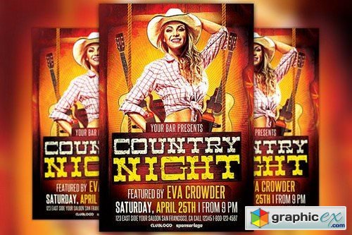 Western Country Night Flyer Template