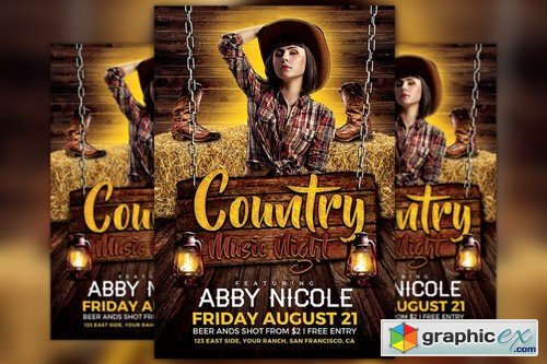 Country Music Night Flyer Template